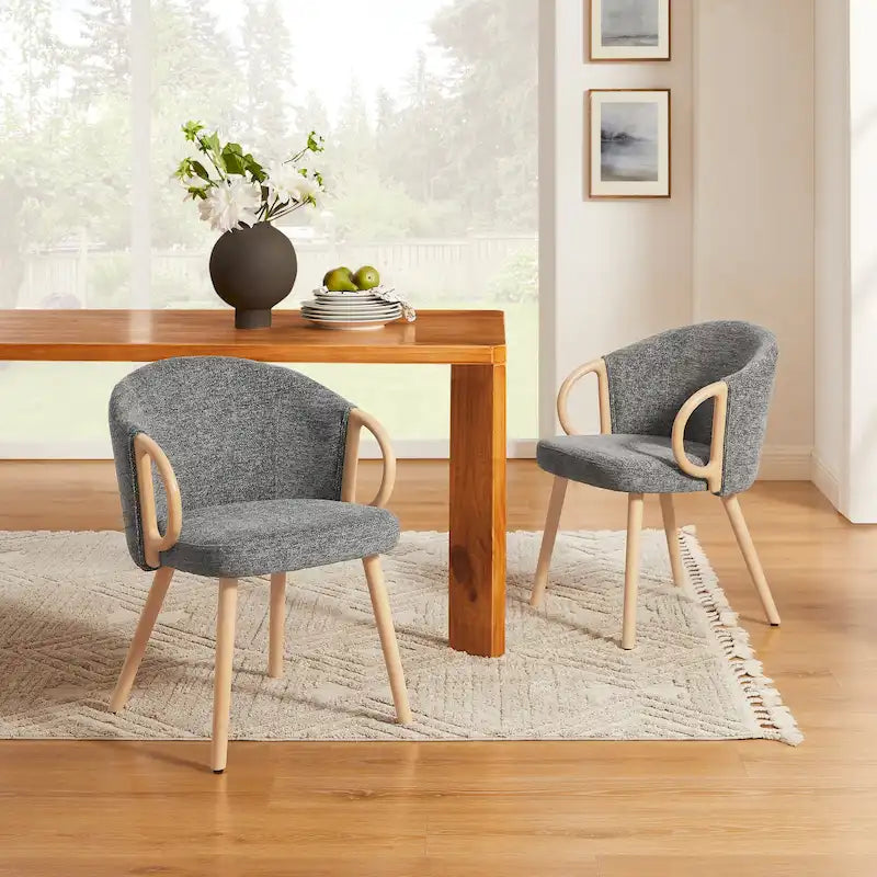 Art Leon Modern Fabric Accent Dining Wood Chair (Set of 2)