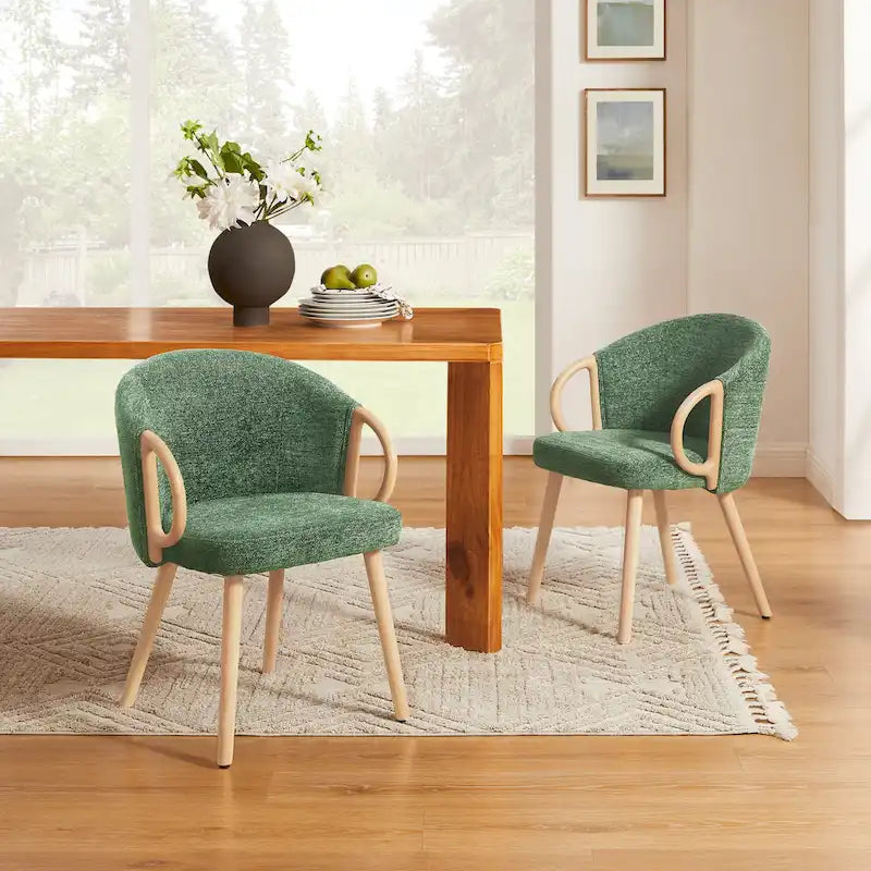 Art Leon Modern Fabric Accent Dining Wood Chair (Set of 2)