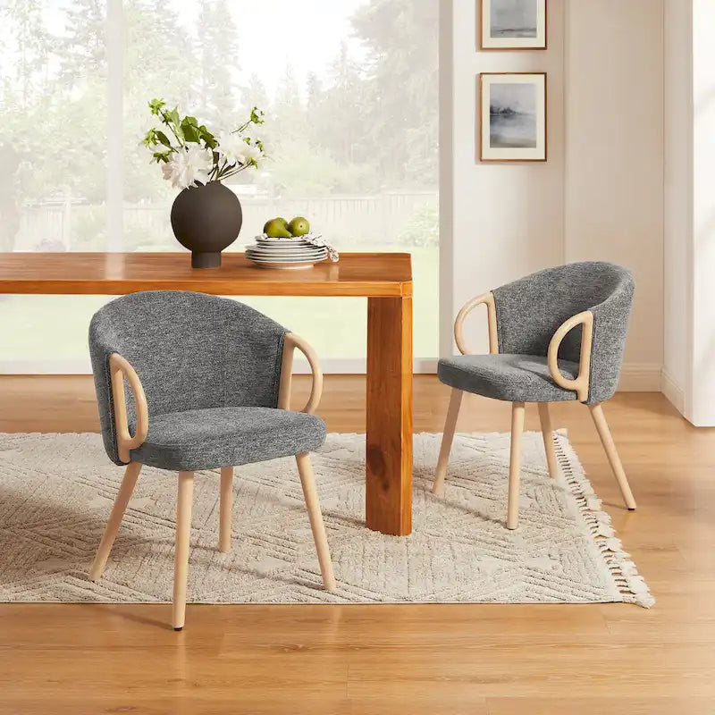 Art Leon Modern Fabric Accent Dining Wood Chair (Set of 2)