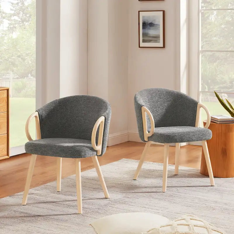 Art Leon Modern Fabric Accent Dining Wood Chair (Set of 2)