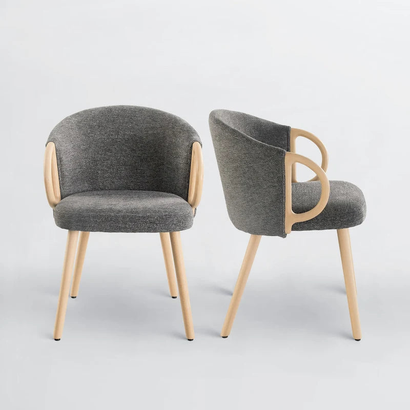 Art Leon Modern Fabric Accent Dining Wood Chair (Set of 2)