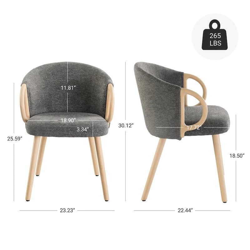 Art Leon Modern Fabric Accent Dining Wood Chair (Set of 2)