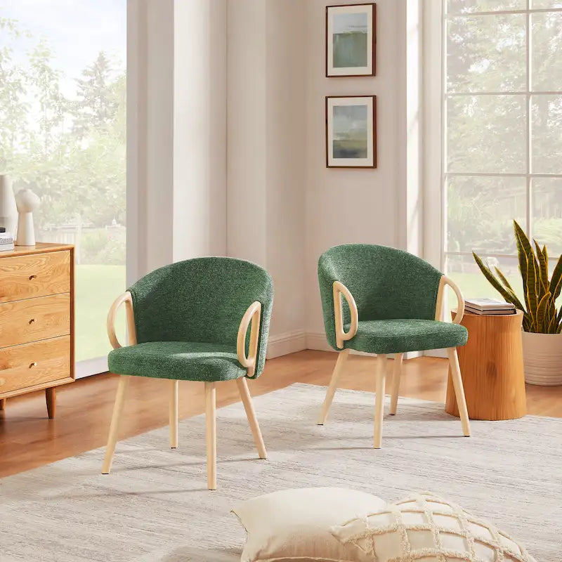 Art Leon Modern Fabric Accent Dining Wood Chair (Set of 2)