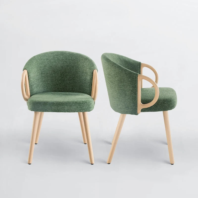 Art Leon Modern Fabric Accent Dining Wood Chair (Set of 2)