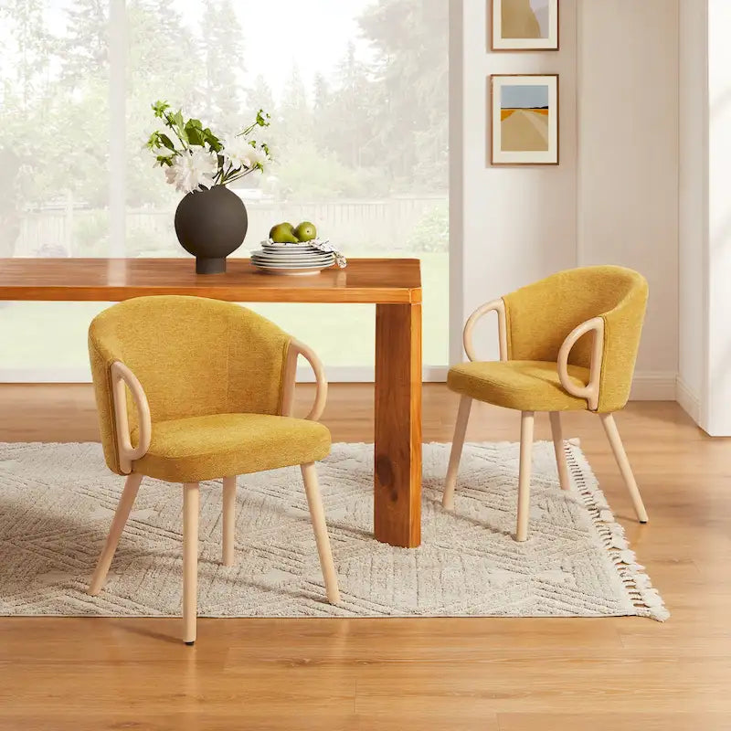 Art Leon Modern Fabric Accent Dining Wood Chair (Set of 2)