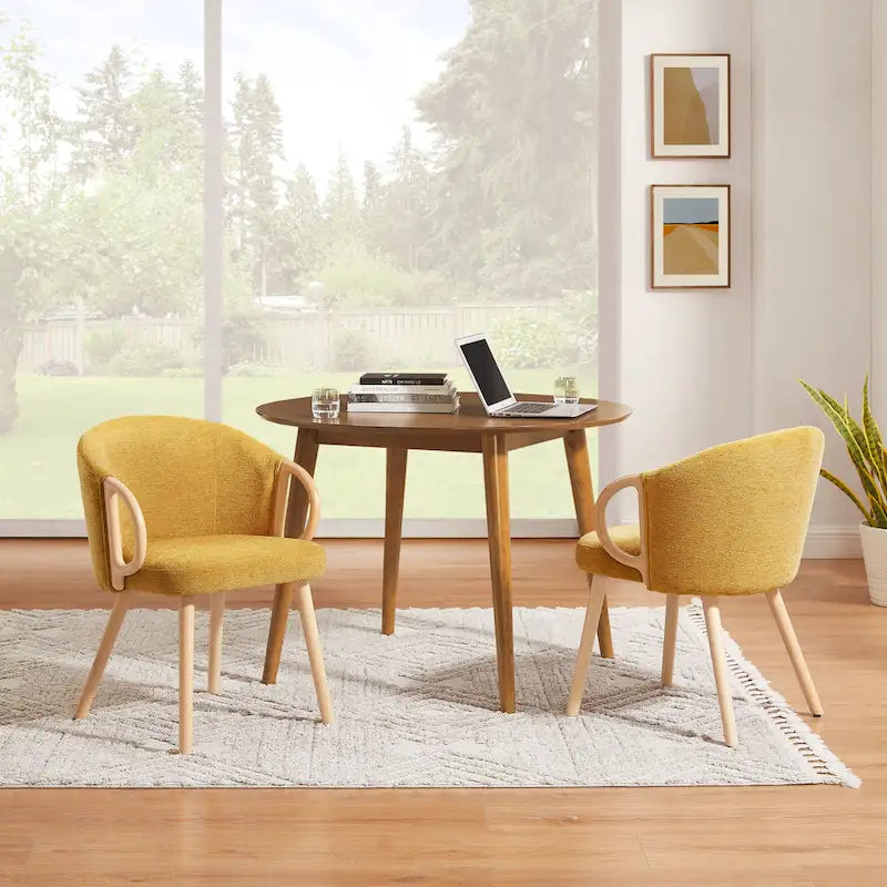 Art Leon Modern Fabric Accent Dining Wood Chair (Set of 2)