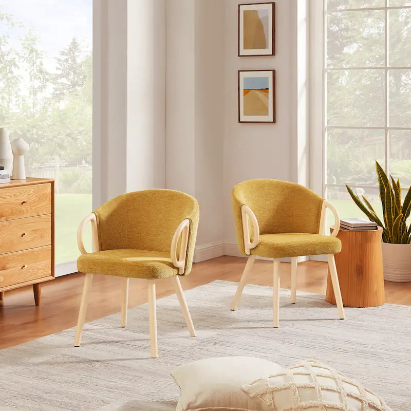 Art Leon Modern Fabric Accent Dining Wood Chair (Set of 2)