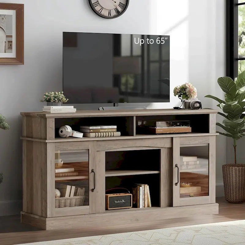 58 TV Stand Entertainment Center with Storage Cabinet and Shelves - 58 inches