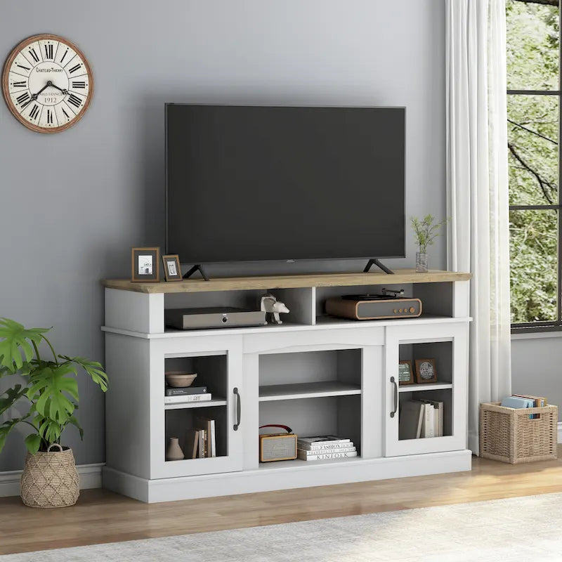 58 TV Stand Entertainment Center with Storage Cabinet and Shelves - 58 inches