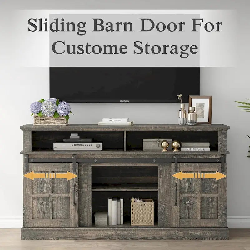 58 TV Stand Entertainment Center with Storage Cabinet and Shelves - 58 inches