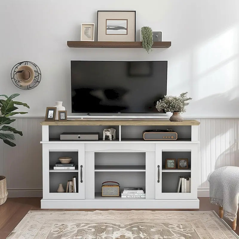58 TV Stand Entertainment Center with Storage Cabinet and Shelves - 58 inches