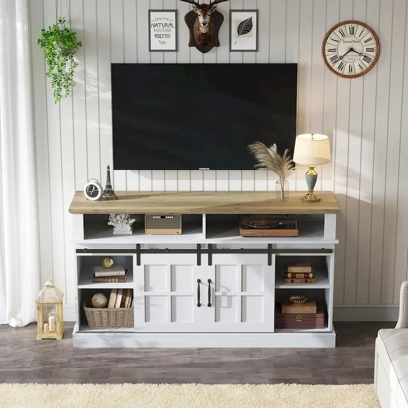 58 TV Stand Entertainment Center with Storage Cabinet and Shelves - 58 inches