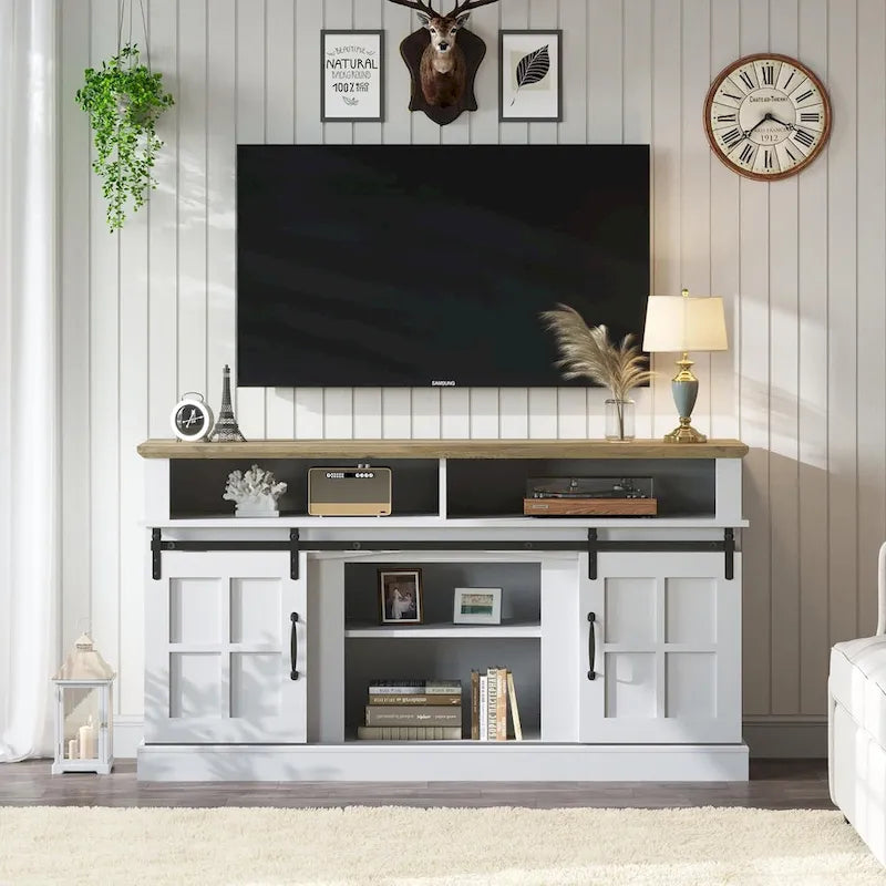 58 TV Stand Entertainment Center with Storage Cabinet and Shelves - 58 inches
