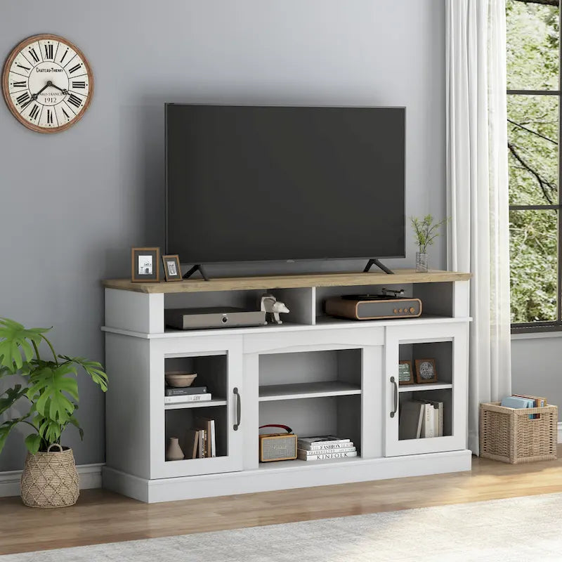 58 TV Stand Entertainment Center with Storage Cabinet and Shelves - 58 inches