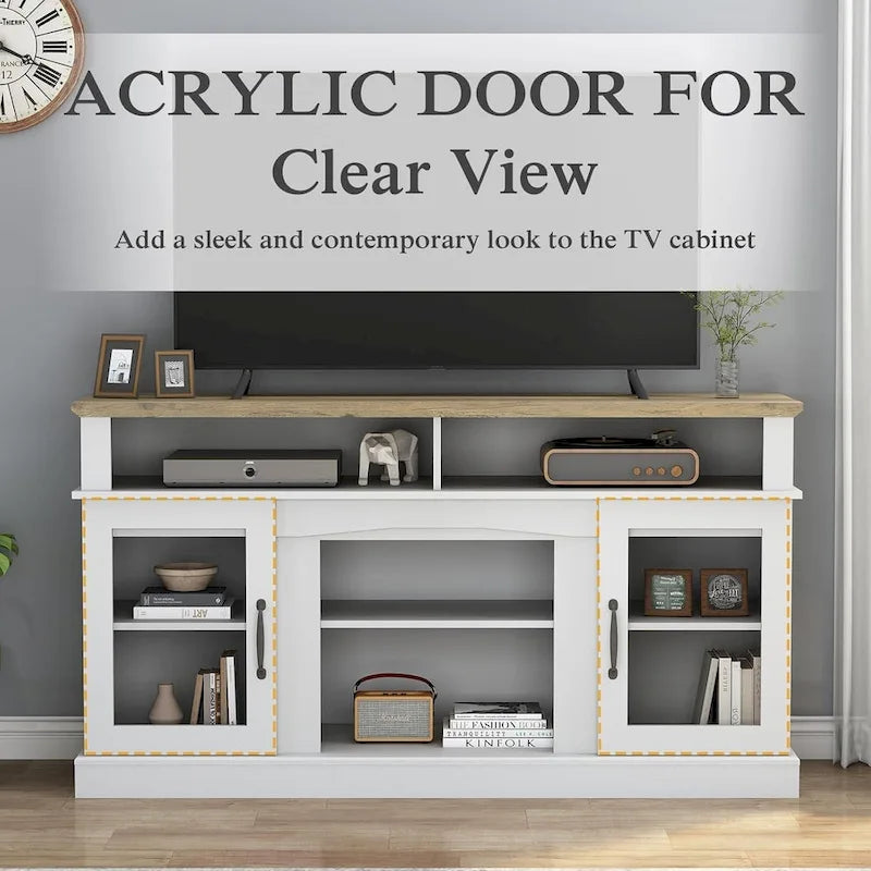 58 TV Stand Entertainment Center with Storage Cabinet and Shelves - 58 inches