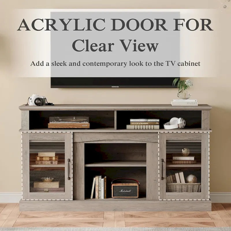 58 TV Stand Entertainment Center with Storage Cabinet and Shelves - 58 inches