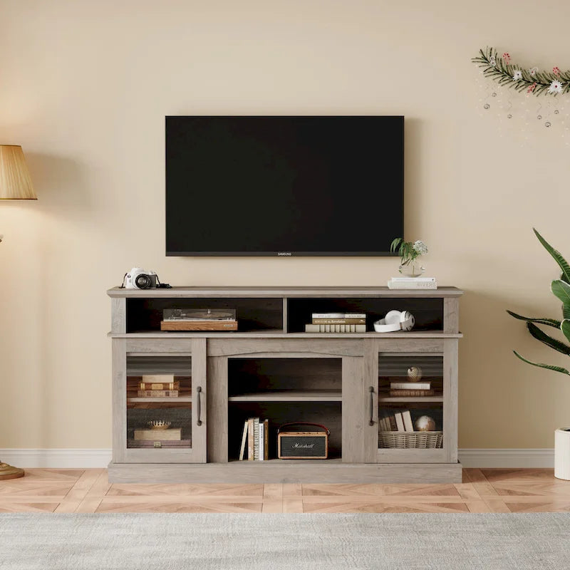 58 TV Stand Entertainment Center with Storage Cabinet and Shelves - 58 inches