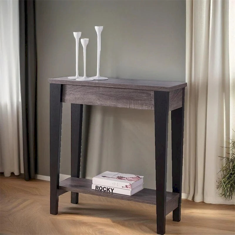 Modern Console with Bottom Shelf and Tapered Leg