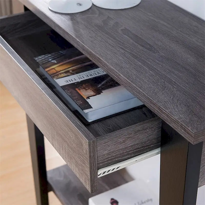 Modern Console with Bottom Shelf and Tapered Leg