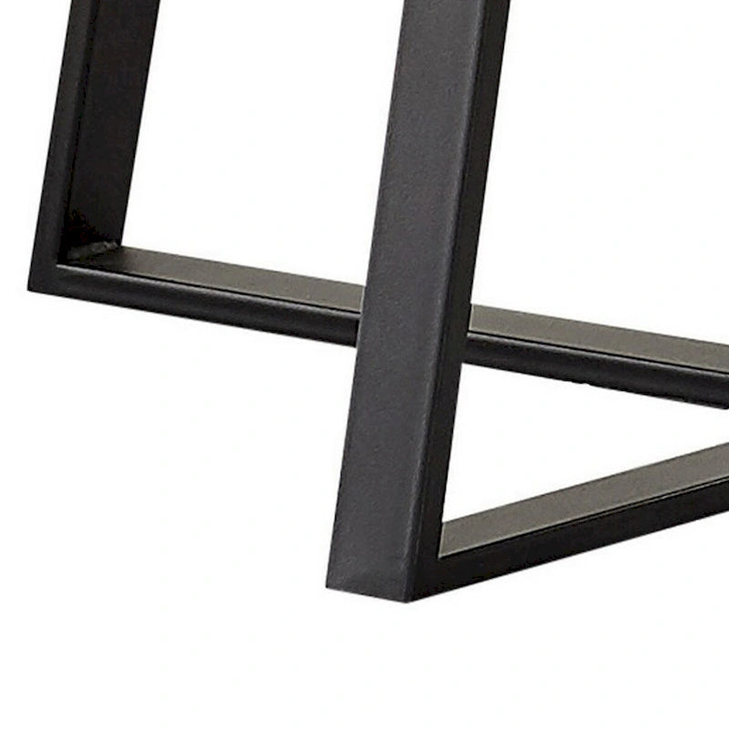 36 Inch Coffee Table, Faux Marble Tabletop, Sturdy Metal Base, White, Black