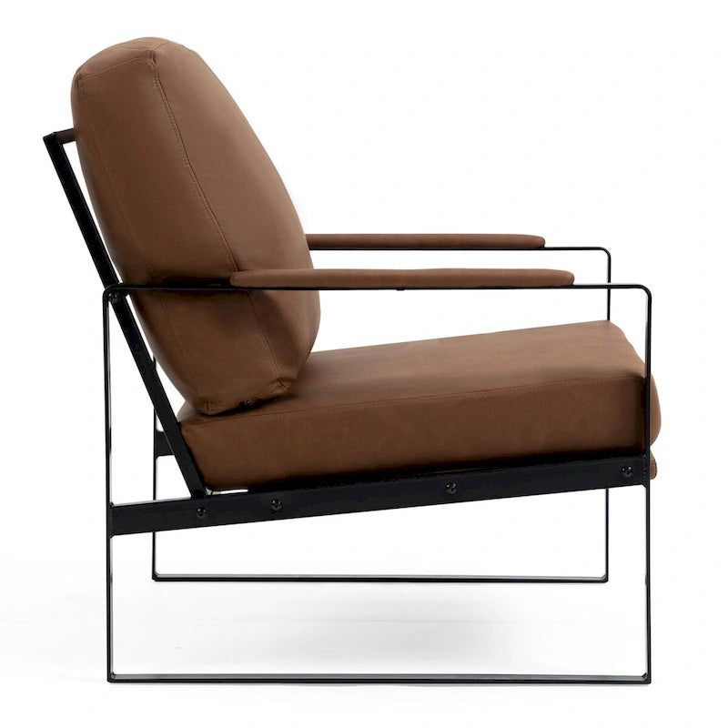 Ayume Brown Faux Leather with Black Iron Legs