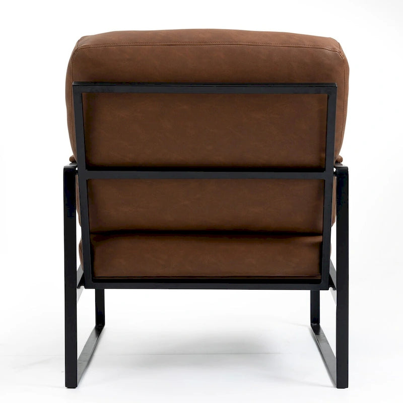 Ayume Brown Faux Leather with Black Iron Legs