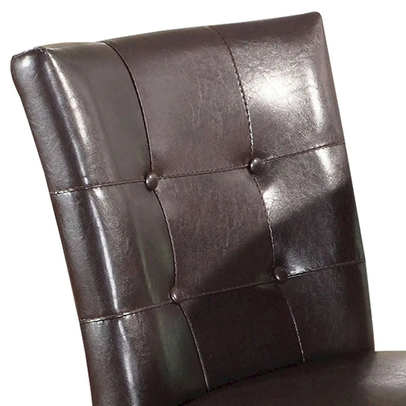 Leather Upholstered Wooden Counter Height Chair, Brown, Set Of 2