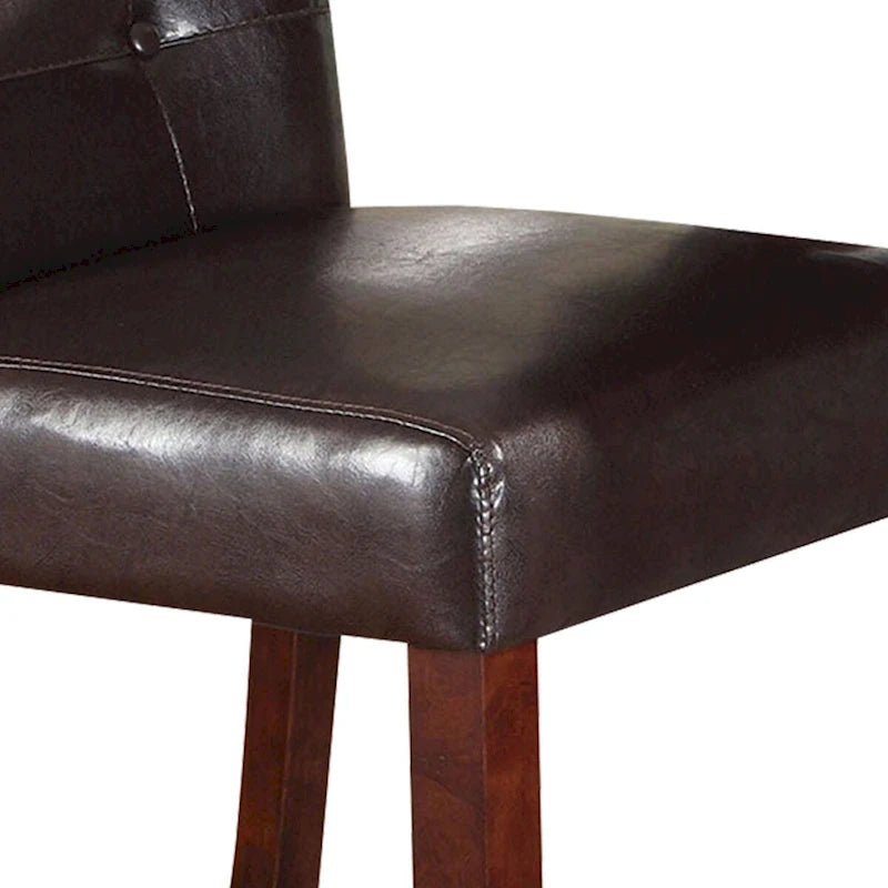 Leather Upholstered Wooden Counter Height Chair, Brown, Set Of 2