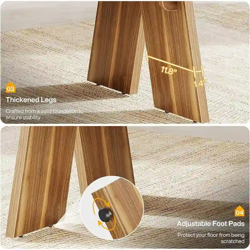 71 Large Dining Table for 6 People, Farmhouse Rectangular Dinner Table