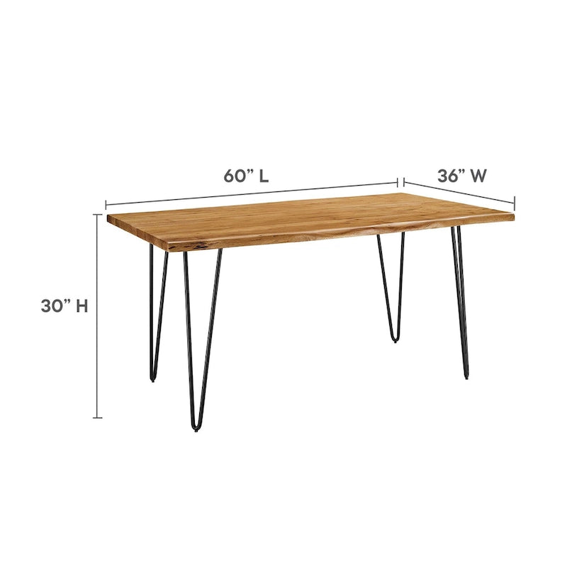 Ardor 60 Live Edge Acacia Wood Dining Table - Black Natural