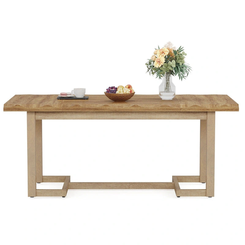 62.2-inch Rectangular Dining Table with Solid Wood Legs for Kitchen