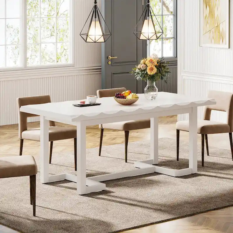 62.2-inch Rectangular Dining Table with Solid Wood Legs for Kitchen