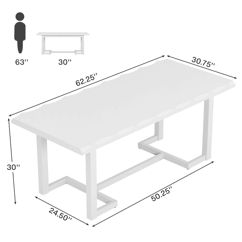 62.2-inch Rectangular Dining Table with Solid Wood Legs for Kitchen