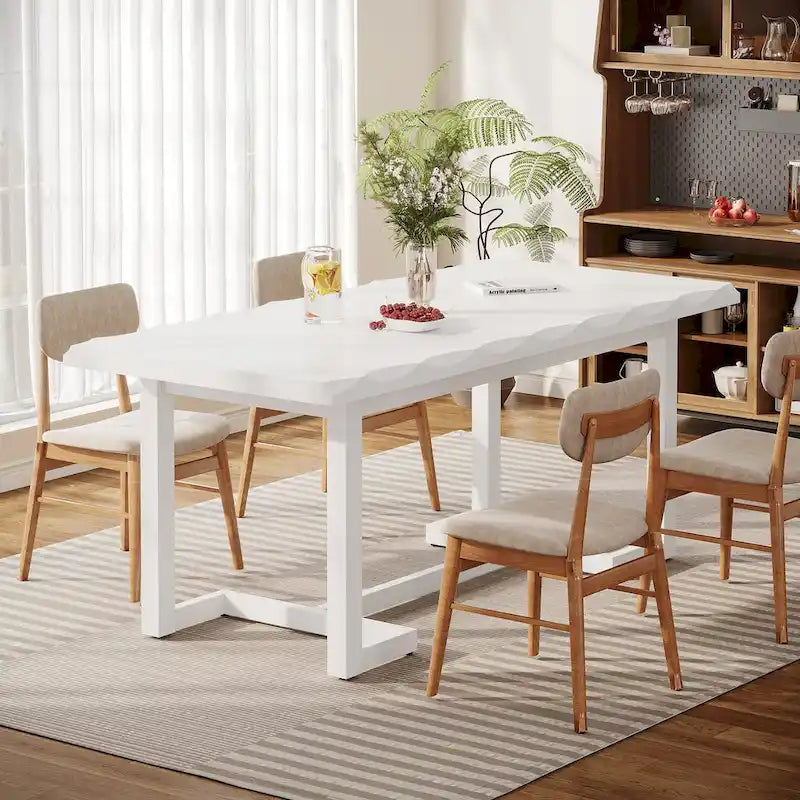 62.2-inch Rectangular Dining Table with Solid Wood Legs for Kitchen