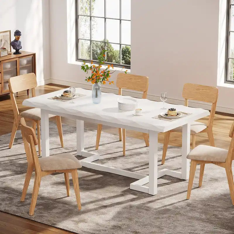 62.2-inch Rectangular Dining Table with Solid Wood Legs for Kitchen