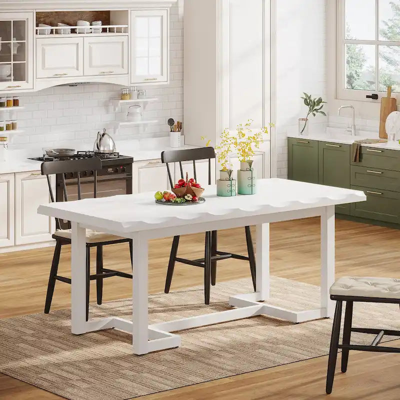 62.2-inch Rectangular Dining Table with Solid Wood Legs for Kitchen