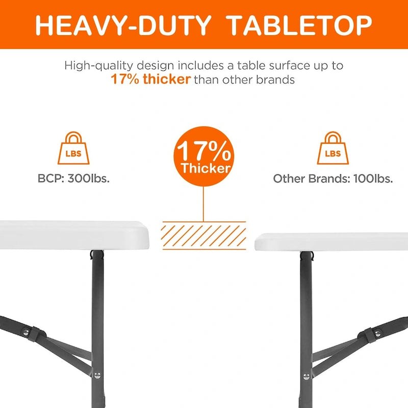 8 ft. Multi-Functional Fold-in-Half Table with Durable Resin Surface - 1