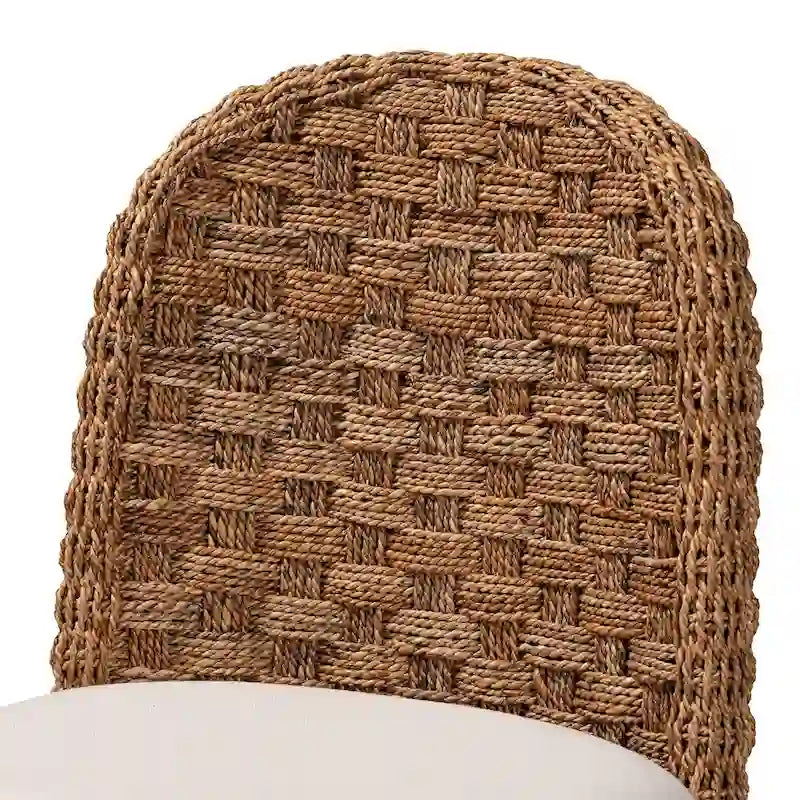 bali & pari Denver Modern Bohemian Walnut Brown Finished Acacia Wood and Seagrass Dining Chair