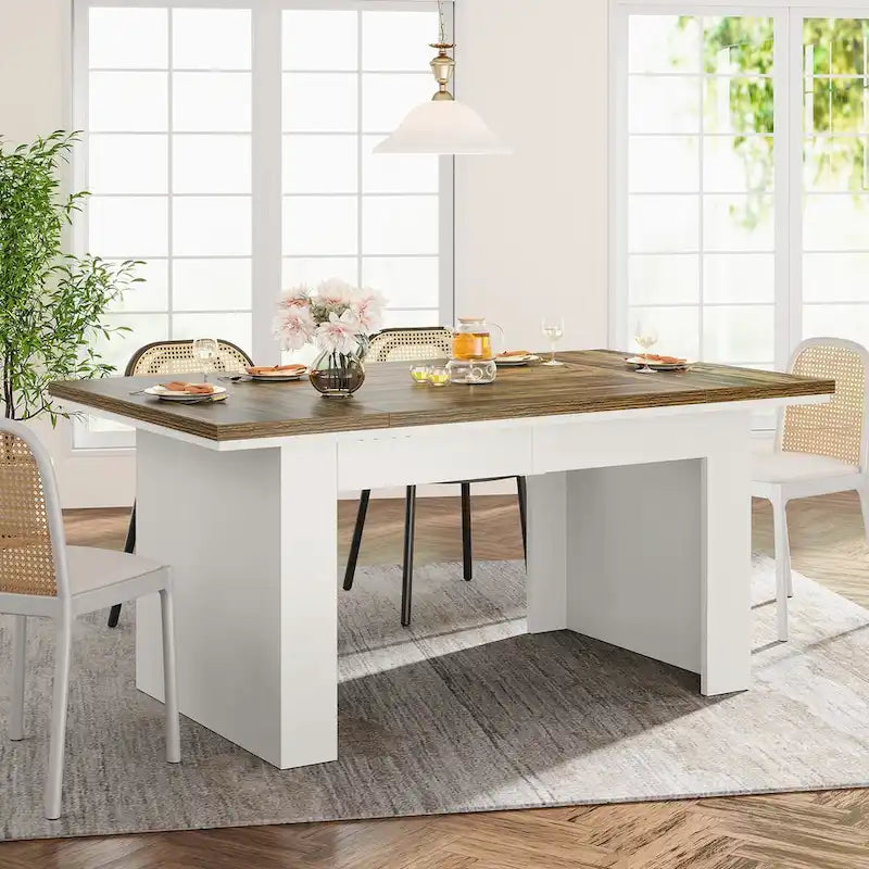 63 Dining Table for 4-6 People, Farmhouse Dining Room Table Rectangle Kitchen Table