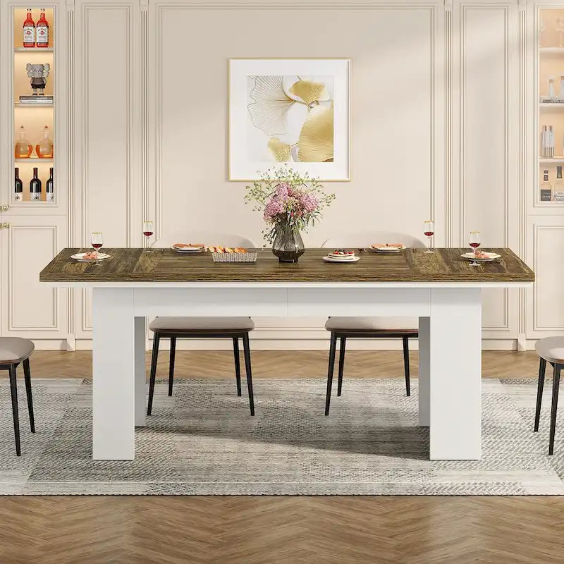 63 Dining Table for 4-6 People, Farmhouse Dining Room Table Rectangle Kitchen Table