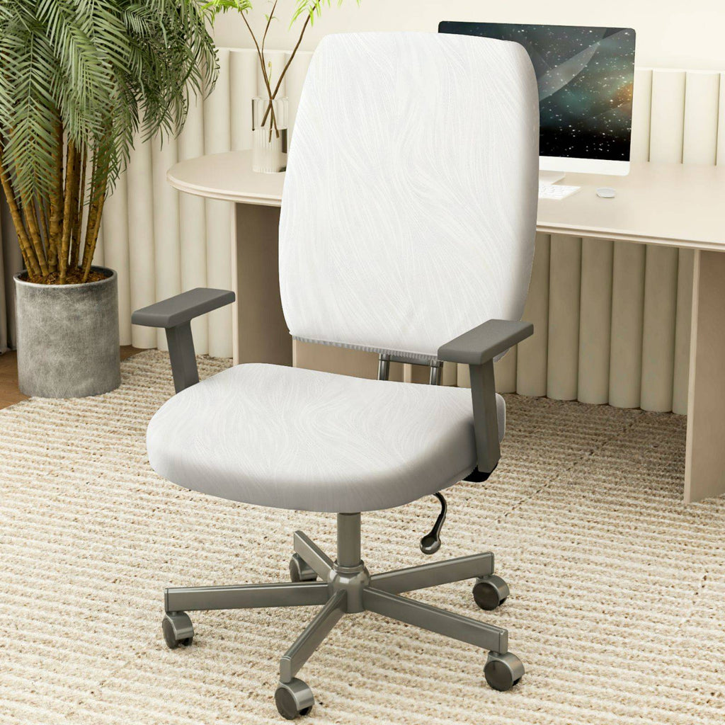 2-Piece Modern Minimalist Stylish White Elegant  Computer Chair Cover Set, Seat and Backrest