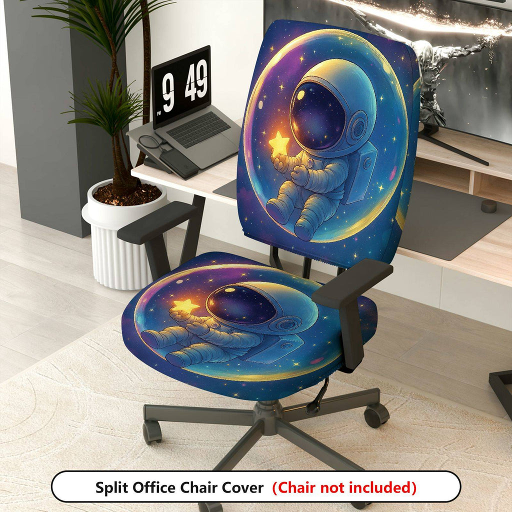 2-Piece Astronaut Star Galaxy Space  Computer Chair Cover Set, Seat and Backrest