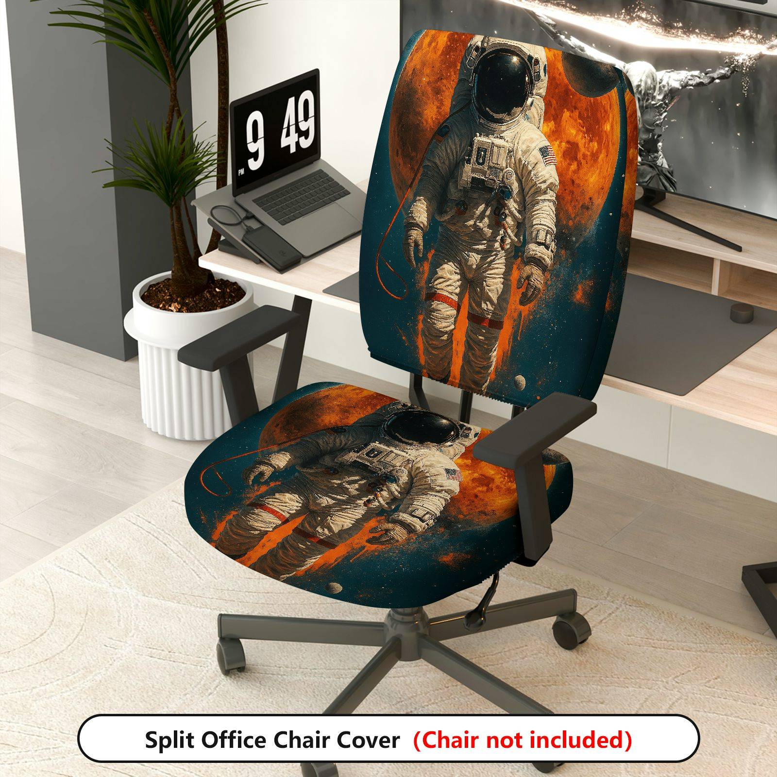 2-Piece Astronaut Space Universe Galaxy Planet  Computer Chair Cover Set, Seat and Backrest