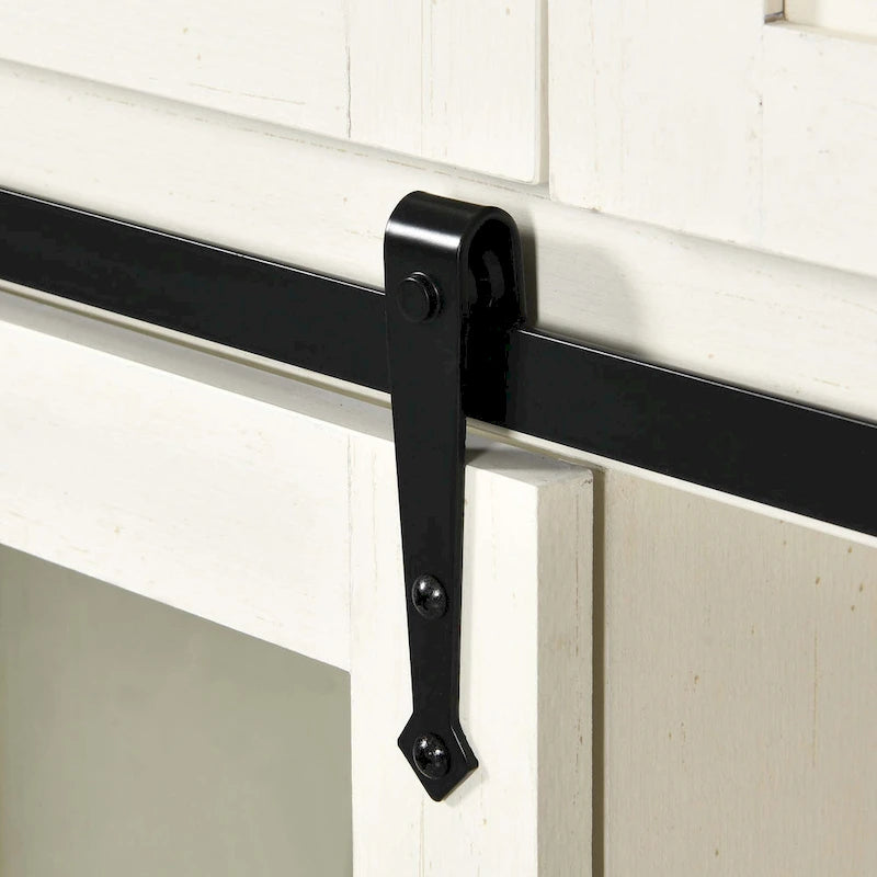 53 Barn Door Buffet Coffee Bar Cabinet with Wine Rack, Kitchen Sideboard Storage Cabinet