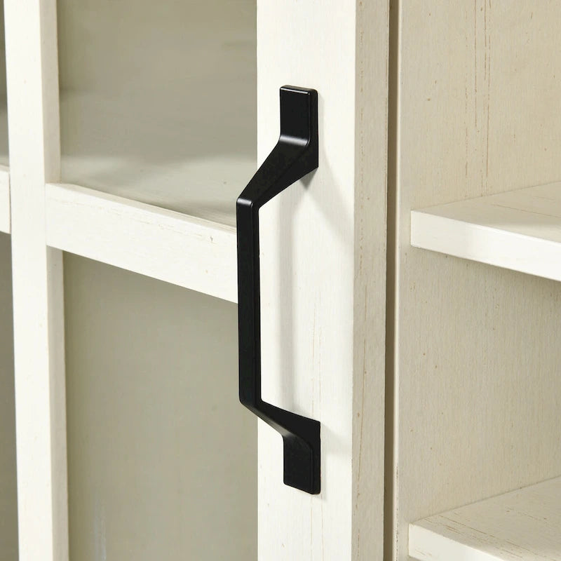 53 Barn Door Buffet Coffee Bar Cabinet with Wine Rack, Kitchen Sideboard Storage Cabinet