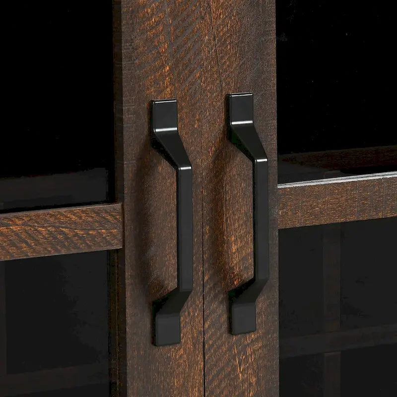 53 Barn Door Buffet Coffee Bar Cabinet with Wine Rack, Kitchen Sideboard Storage Cabinet