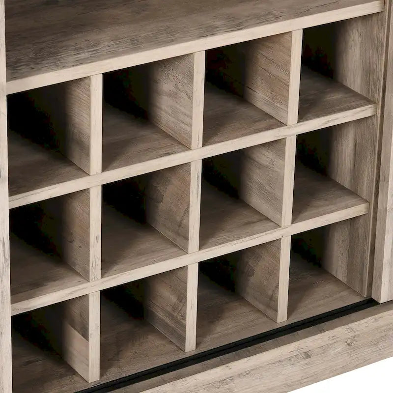 53 Barn Door Buffet Coffee Bar Cabinet with Wine Rack, Kitchen Sideboard Storage Cabinet