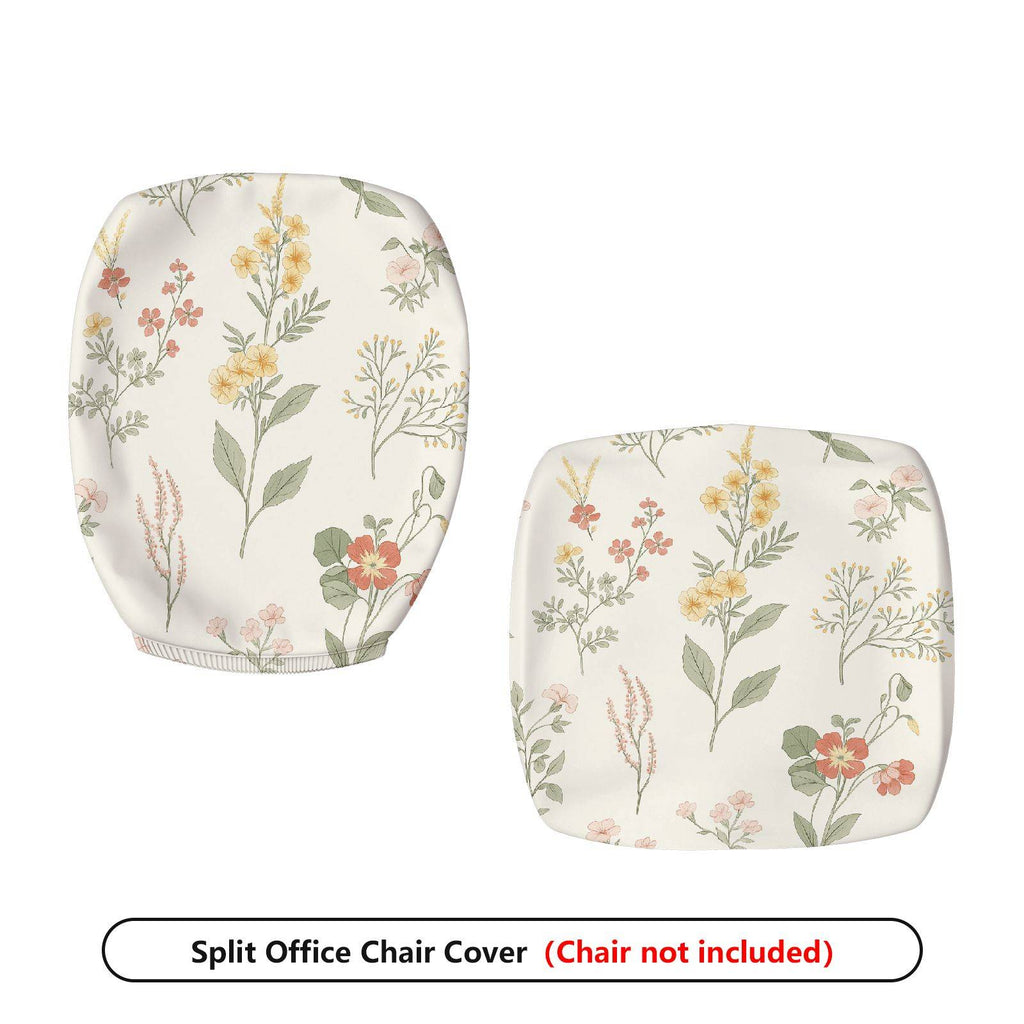 2-Piece Floral Pattern Nature Inspired Decorative Colorful  Computer Chair Cover Set, Seat and Backrest