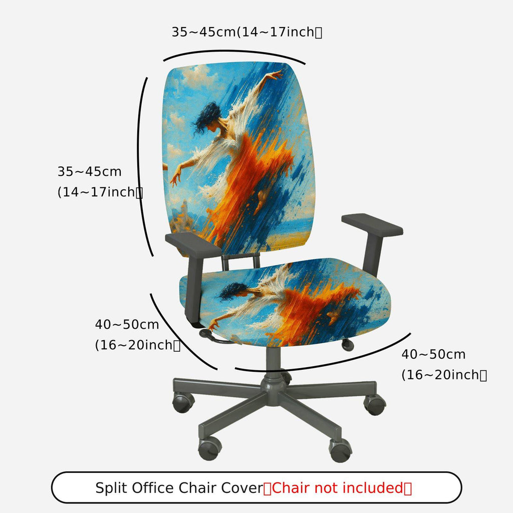 2-Piece Artistic Dance Abstract Colorful Creative Vibrant  Computer Chair Cover Set, Seat and Backrest