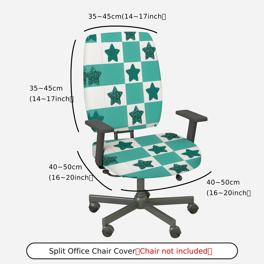 2-Piece Aesthetic Checkered Star Glitter Geometric  Computer Chair Cover Set, Seat and Backrest